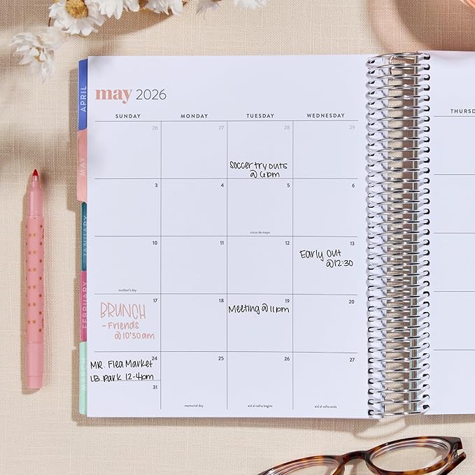 Erin Condren 12-Month Spiral Life Planner (Jul 2025 - Jun 2026), 7”x9” Weekly and Monthly Planner, 80 Lb. Text Weight Paper, Layers Colorful Covers, Hexagon Theme, Vertical Layout, Platinum Coil