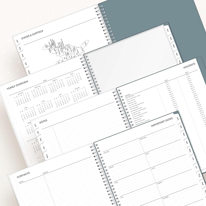 Blue Sky 2026 Weekly and Monthly Planner Calendar, January 2026 - December 2026, 8.5" x 11", Flexible Frosted Cover, Laminated Tabs, Durable Twin Wire Binding, Storage Pocket, Amitza