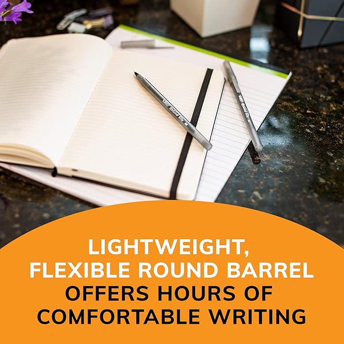 BIC Round Stic Xtra Life Ballpoint Pens, Medium Point (1.0mm), Black, 60-Count Pack, Flexible Round Barrel For Writing Comfort (GSM609-BLK) (Pack of 2)