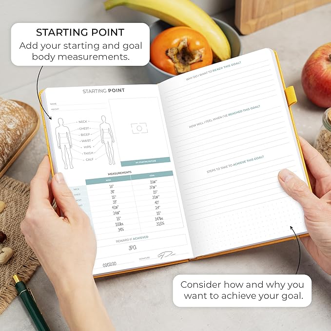 Clever Fox Food Journal - Daily Food Diary, Meal Planner to Track Calories & Nutrients, Weight Tracker Notebook, A5 (Amber Yellow)