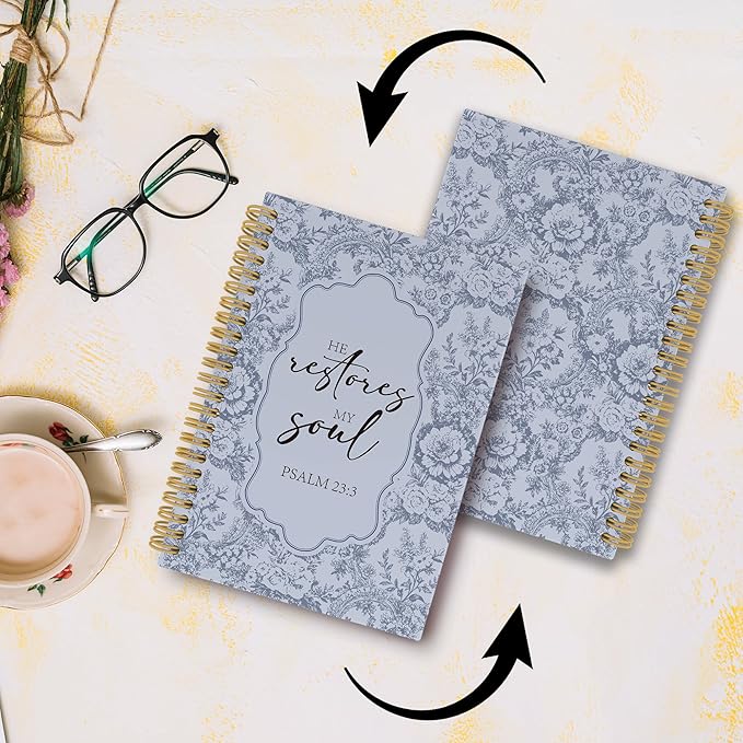 Pugwak Christian Journal Notebook - Black Bible Verse Religious Scripture Notebooks College Ruled for Work School, Gifts for Women, Office Supplies, Hardcover Spiral Notebook 5.5"x8.3"