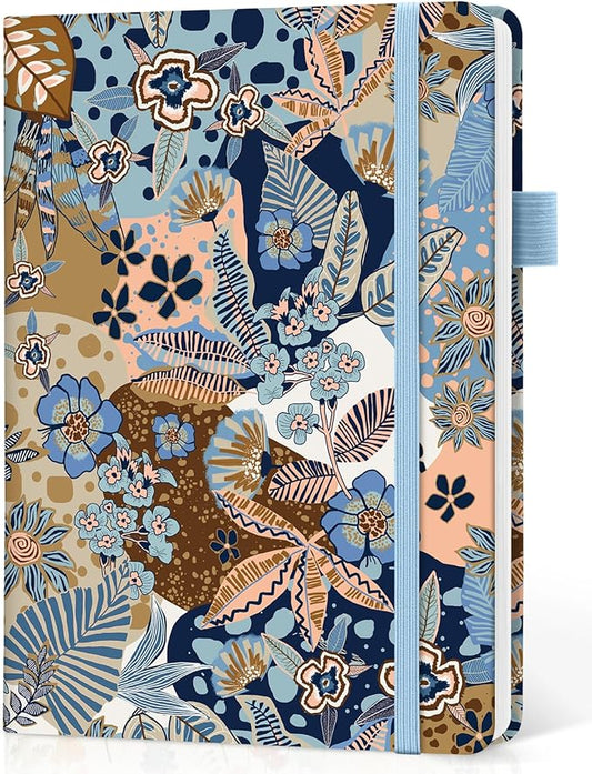 Dotted Journal Notebook for Women & Men, Hardcover Leather Journal for Writing, A5 Dotted Journaling Notebook for Work & Sketching, Perfect for Office School Home Supplies, 160 Pages, Lineage Flora