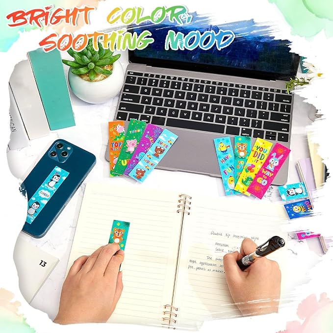 72 Pcs Anxiety Sensory Stickers Strips Adhesive Textured Mental Health Calm Stickers Mindfulness Fidget Decals Stress Anxiety Relief Items for Therapy Office Desk Counselor(Animals)
