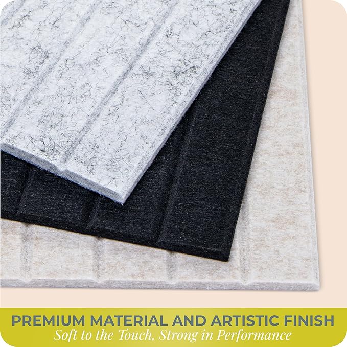 – Felt Wall Tiles 11.8"x11.8", Decorative Felt Boards, Pin Boards with Level & Adhesive Tabs, Bulletin & Photo Board for Office, Dorm, Classroom, Home (Set of 12) – Black