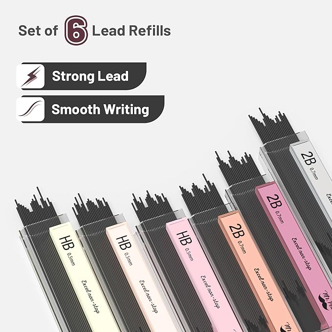 Mr. Pen- Mechanical Pencil Set with Lead and Erasers Refills, 6 Pack, Boho Theme, 0.5mm & 0.7 mm, Cute Aesthetic Pastel Led Pencils 0.7mm