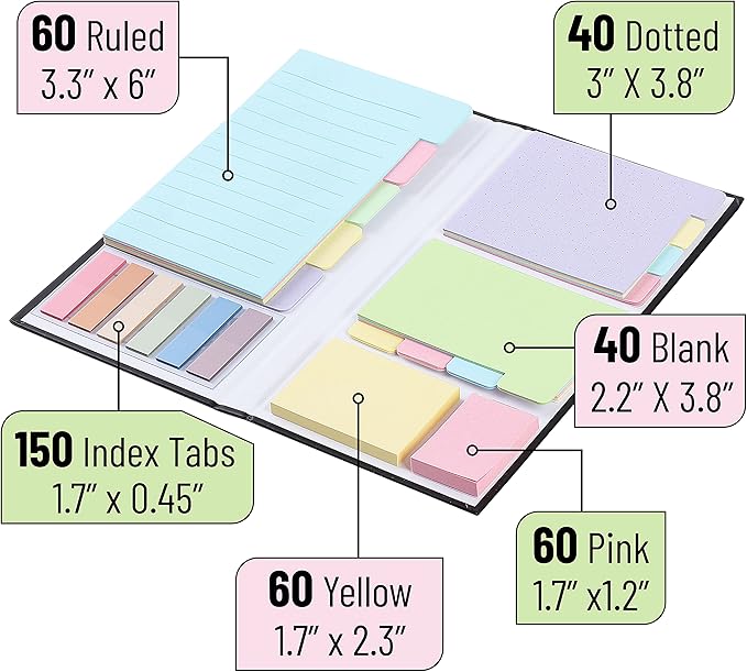 Mr. Pen- Sticky Note Set, 410 Pack, Pastel Colors, Sticky Notes Tabs, Divider Sticky Notes, Office Supplies, Planner Sticky Note Dividers Tabs, Book Notes, Bible Sticky Notes