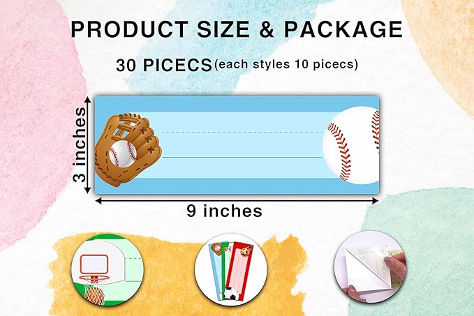 Desk Name Tag Classroom, Sports Balls Name Plate for Desk Labels, Name Tags for Student Desk Labels Locker Stickers, School Teaching Students Supplies A09