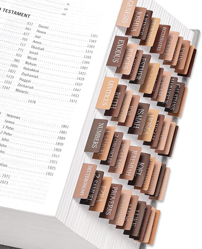 Bible Tabs for Women & Men, Laminated Bible Tabs for Study Bible, Large Print Neutral Bible Tabs for Easy Navigation, Bible Index Tabs, 66 Tabs Old & New Testament, Extra 9 Blank Tabs - Bed of Oak