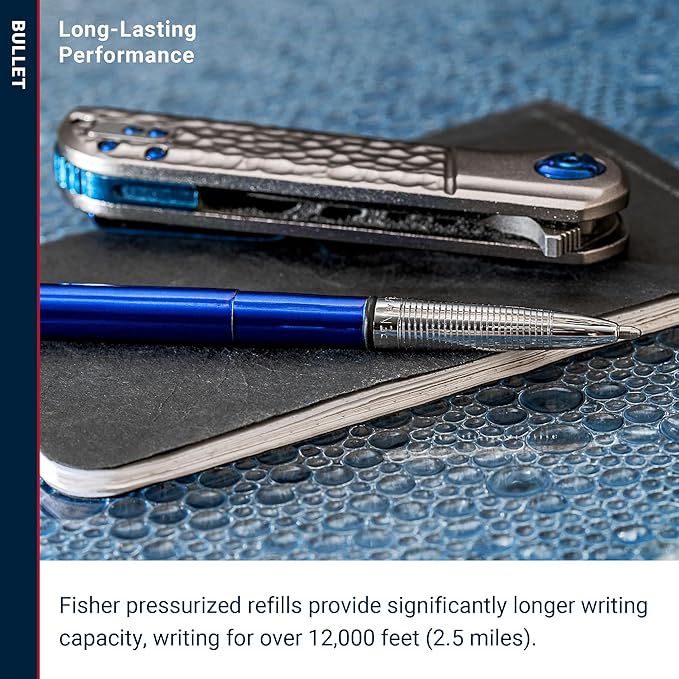 Fisher Space Pen Bullet Space Pen, Blue Moon Pressurized Ballpoint Pen, Compact Size, Writes Upside Down, Extreme Temperatures, Smooth Black Ink, Medium Point, Pocket Clip, Gift Box, Made in the USA