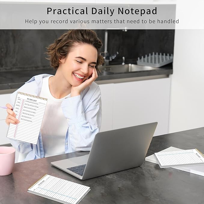 KAICN 3Pcs To Do List Notepad,Undated Daily Planner Notebook With To Do List Notepad,Planner Spiral Checklist for School Office A5 Size