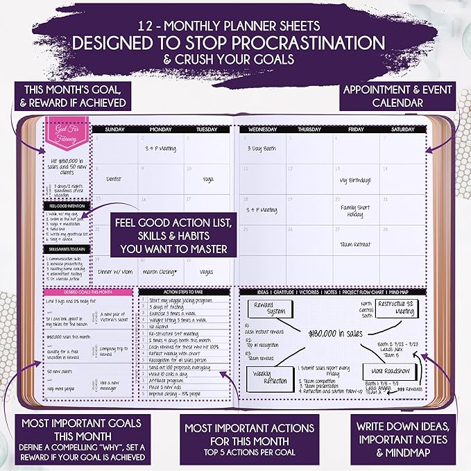 Deluxe 2026 Planner Weekly and Monthly | Law of Attraction Planner with Productivity App | 12-Month for Productivity, Gratitude & Goal Setting | Includes Foldable Vision Board, Gift Box & Stickers