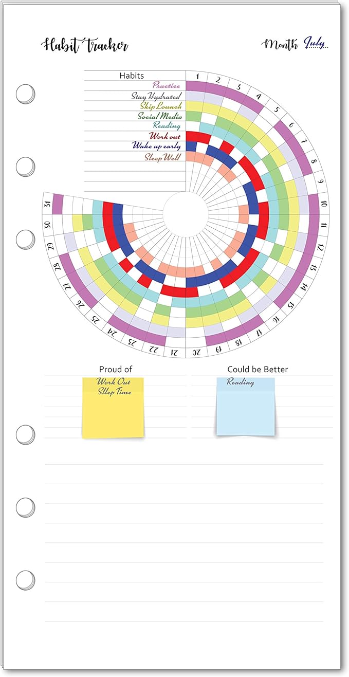 Habit Tracker Inserts for Personal Size Planners (3.75" x 6.75'') for Kate Spade Kikiki K medium LV MM agenda Creative Year Personal Binder (Michaels) Carpe Diem Personal (PLANNER SOLD SEPARATELY)