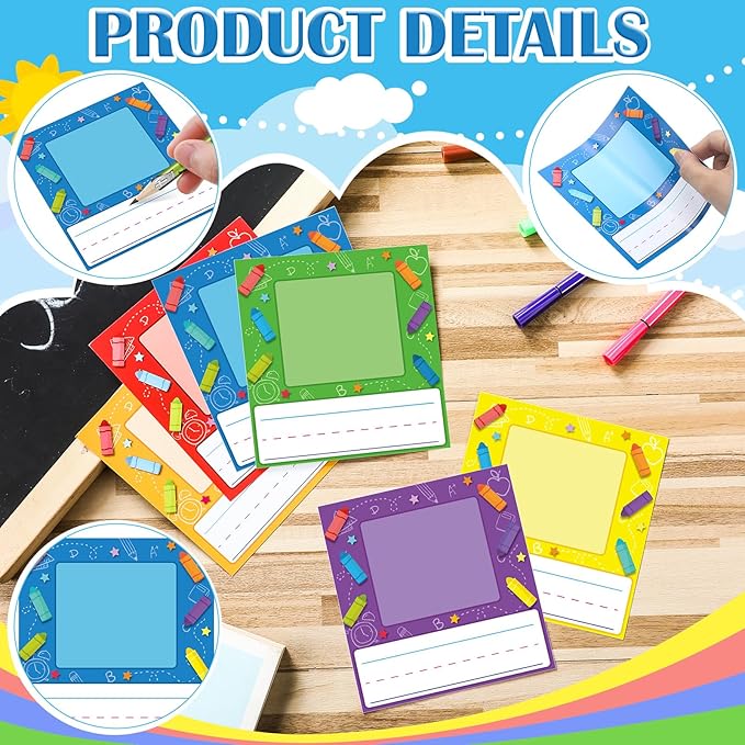 36 Pcs Kids Photo Nameplates for Desk Kids Name Tags Labels Stickers with Photo Space Self-Adhesive Labels Bulletin Board Colorful Classroom Decoration for Desk Bins Cubbies Office (Crayon)