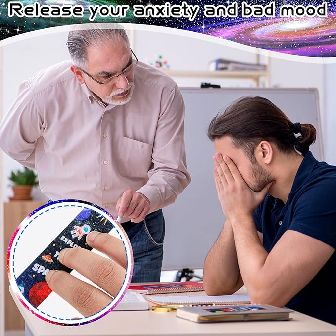 36 Pcs Anxiety Sensory Stickers Strips Adhesive Textured Mental Health Calm Stickers Mindfulness Fidget Decals Stress Anxiety Relief Items for Therapy Office Desk(Spaceman Style)