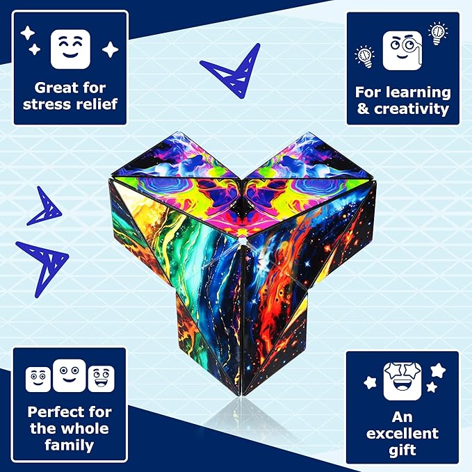 Shashibo Squared Shape Shifting Box – Next Generation XL STEM Puzzle Fidget Toy with Ultra Strong Magnets, Perfect Sensory Gift – Pairs w/All Shashibo Cubes (Infinity)