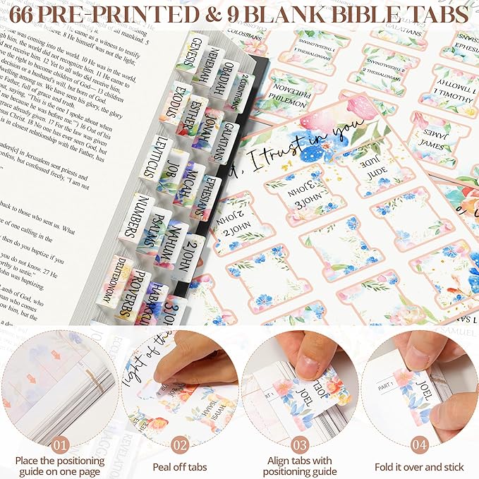 Bible Cover Case for Women, Large Bible Bag w/Shoulder Strap, Bible Study Supplies Journaling Kit Book Carrying Case with Pastel Highlighters 75 Tabs, Valentines Day Christian Gifts for Women Her Mom