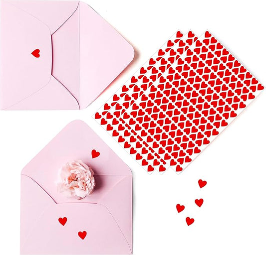 1810 PCS Heart-Shaped Red Stickers, Permanent Love Labels on 10 Sheets for Party Favors, Invitation Seals, Gift Packaging, Boxes and Bags (1/2” in Diameter)