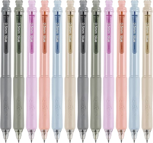 Linbsunne Erasable Pens 0.5mm Gel Ink Pens for School Office Fine Point Pens Smooth Writing Work Pen with Erasers (12-count,Blue Ink)