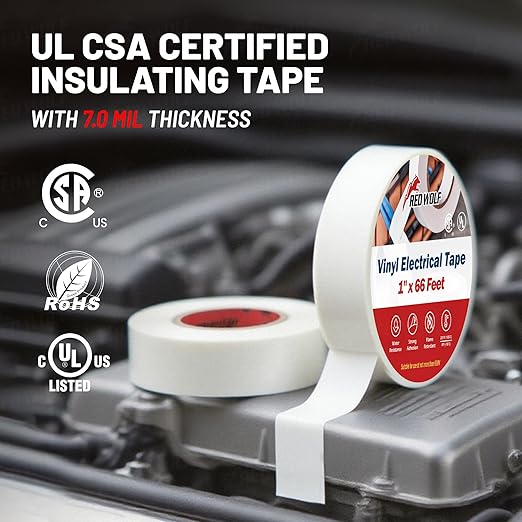 RED WOLF White Electrical Tape 1 in x 66ft 10 Pack, Industrial Grade UL/CSA Listed 7 Mil Thick Flame Retardant High Temp (5)
