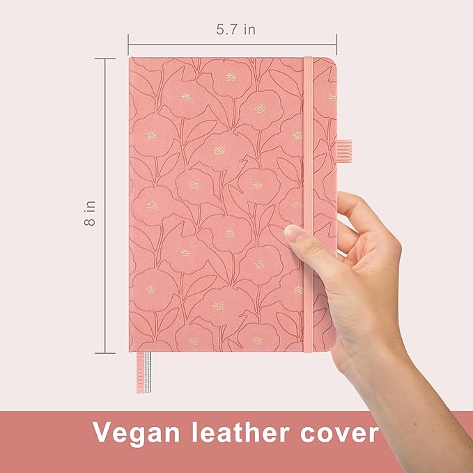 &And Per Se Dotted Journal Notebook for Women&Men with Pattern, A5 Leather Hardcover, 160 Pages 100GSM Thick Dotted Paper, Valentine's Day Gift Journal for Her (Peach Pink)