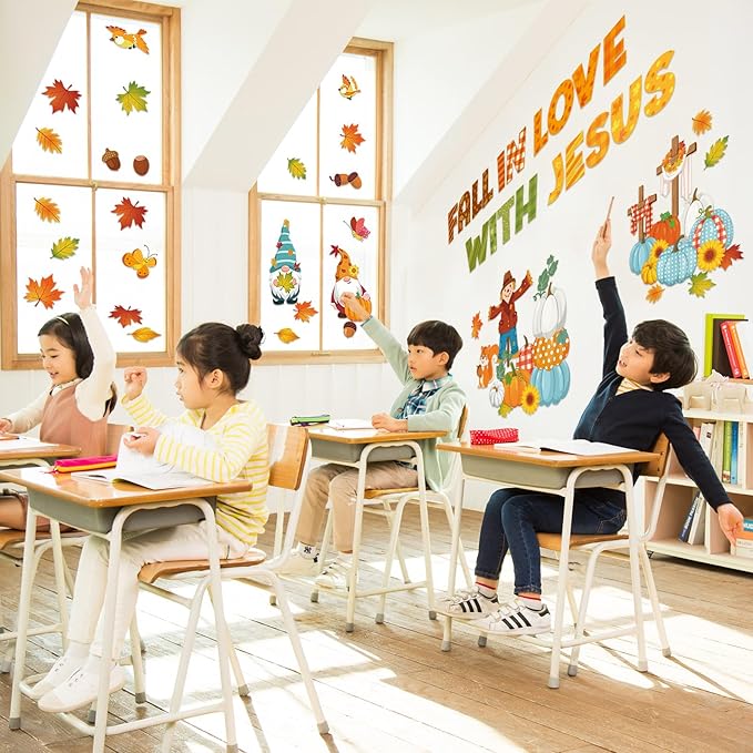 Zonon Thanksgiving Christian Bulletin Board Decorations Fall Tree Classroom Decor Autumn Fall in Love with Jesus Bulletin Board Set Religious Pumpkin Harvest Cutouts Thanksgiving Sunday School Church