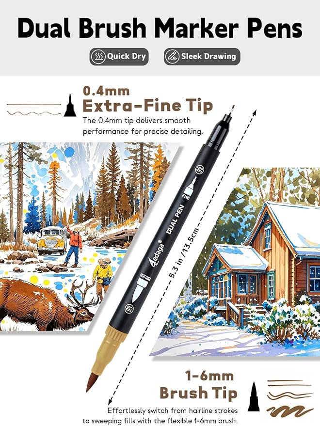 100 Colors Dual Brush Markers, Fine and Brush Tips Numbered Pens with App for Adults, Coloring Book Bullet Journaling Note Taking Planner Hand Lettering Calligraphy Drawing Art Supplies Kit