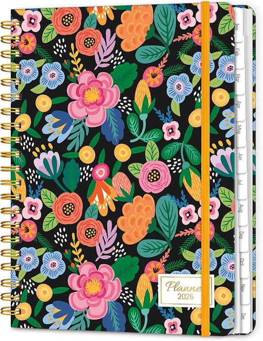 2026 Planner 8.5 x 11, Large Weekly and Monthly Planners with Tabs, A4 Spiral Bound Daily Calendar 2026 Planner, 12 Month Agenda Organizers from Jan. to Dec.(Pink Bloss)