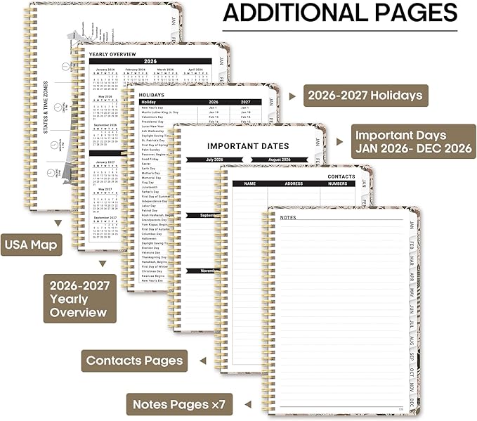 2026 Planner, Weekly and Monthly Calendar Planner Book, January 2026 - December 2026, Hardcover Spiral Planner with Monthly Tabs, Notes Pages, Perfect for Women & Men, A4 (8.5" x 11") - Owl