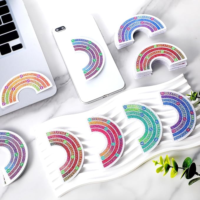 36 Pcs Sensory Strips Infinity Rainbow Anxiety Mindfulness Stickers Adults Stress Breathing Stickers Fidget Adhesives Rough Textured Tape for Classroom Desk Office Computer(Classic)