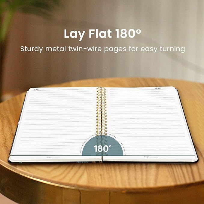 Taja Spiral Journal Notebook for Women, Pretty Hardcover Lined Notebook for Work & Note Taking, Aesthetic Cute Journal for Writing, 140 Pages, 5.8"x8.3", Vintage Petals