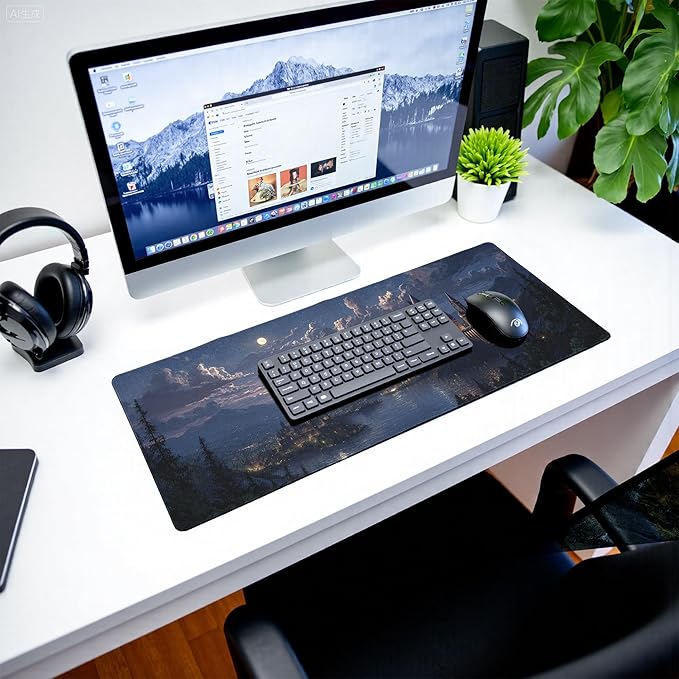 Fantasy Castle Gaming Mouse Pad Large Desk Mat Extended Keyboard Mouse Pad Anime Mousepad with Non-Slip Base and Stitched Edge Mouse Mat Desk Pad 31.5 x 11.8 Mouse Pads for Desk Home Office Gaming