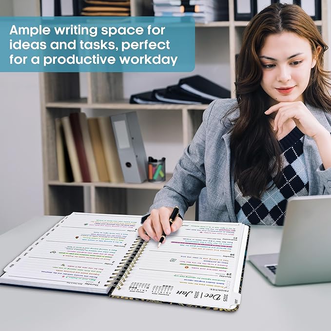 2026 Planner, Weekly and Monthly Calendar Planner Book, January 2026 - December 2026, Hardcover Spiral Planner with Monthly Tabs, Notes Pages, Perfect for Women & Men, A4 (8.5" x 11") - Midnight