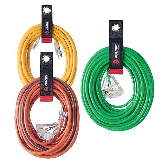 Velcro Brand Easy Hang Extension Cord Holder Organizer Variety Pack | Holds 60-100lbs, Heavy Duty Straps Fit Easily on Hooks or Nails | Perfect for Garage Organization | 3-pk 10",14" and 18", Black
