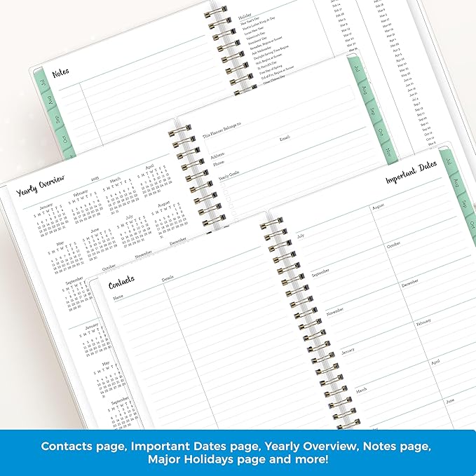 Blue Sky Weekly and Monthly Academic Year Planner Calendar, July - June, Flexible Cover, Wirebound, Laminated Tabs, Laurel (Laurel- 2025/2026, 5" x 8")