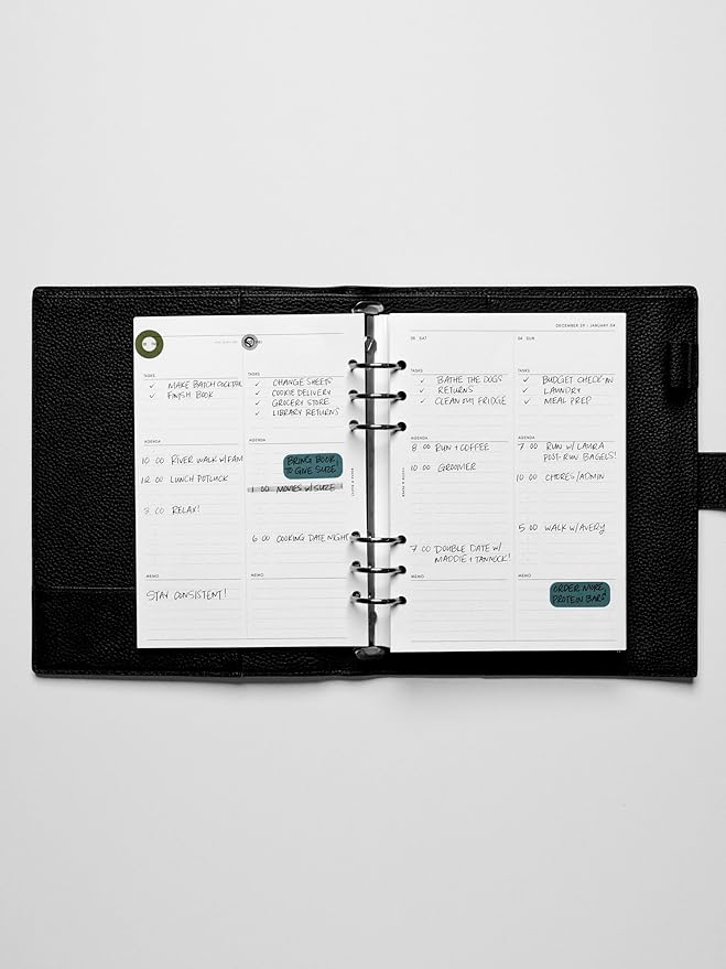 Cloth & Paper 2026 Dated Daily Planner Inserts - Monday Start | A5 Size 5.8 x 8.3 Inches | 6 Ring Planner Refills | 2 Days Per Page | Minimalist Daily Organizer Pages | Heavyweight Paper