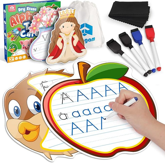Coogam Educational Handwriting Practice Flashcards, Dry-Erase Alphabet Writing Activities, Letters Tracing Learning Autism Toy Gift for Pre-K Homeschool 1st Grade Kids Age 3-6