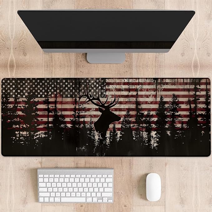 Deer Gaming Mouse Pad, Large Desk Mat for Computer, Extended Keyboard Laptop Mouse Pads, 31.5×11.8in Non Slip Rubber Mousepad for Office Decor Gifts(color1)