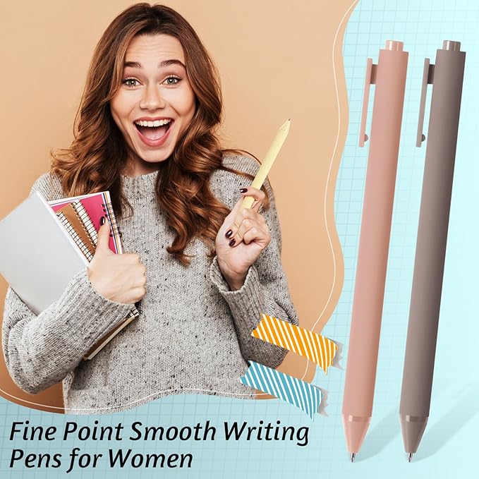 Crtiin 50 Pcs Gel Ink Pens Bulk, Black Ink 0.5mm Fine Point Retractable Pen Smooth Writing Office Supplies for Teacher Server Nurse Valentine Galentine Gift (Pastel Colors)