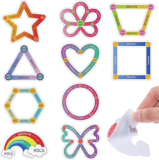 Crtiin 80 Pcs Anxiety Sensory Stickers with Inspirational Quotes Calm Textured Relief Mental Health Stickers Office Adhesive Sensory Tape Anti Stress for Adults(Shaped)