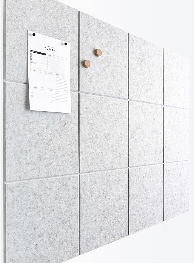 Large Bulletin Board 48x36- Office Wall Organizer to Replace Your Old Cork Boards for Walls for Office Decor -12-Pack Felt Wall Tiles for Home Office Decor, Classroom Décor (Marble)