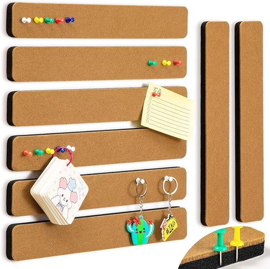 8Pcs Bulletin Board Strips, Self-Adhesive Felt Pin Board Bar Strips with 50 Pushpins, No Damage for Wall, Felt Cork Board Strips for Paste Notes, Photos, Schedules as Classroom Office Home Decor