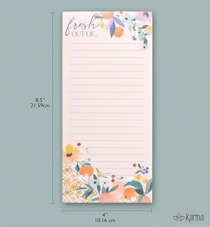 Karma, Large Magnetic Notepads, Notepads for Grocery List, Shopping List, To-Do List, Reminders, Strong Magnetic Back, Memo Notepad 100 Sheets Per Pad, Cute Colorful Designs - Mushrooms
