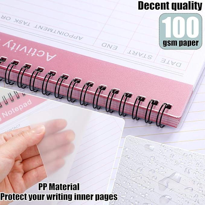 Kisston 4 Pcs Activity Log Notepad Daily Activity Log Book 8.5 x 11 Inches Daily To Do List Notebook Planning Pad Spiral Bound Log Book for Work Boosting Productivity(Bright Color,Activity)