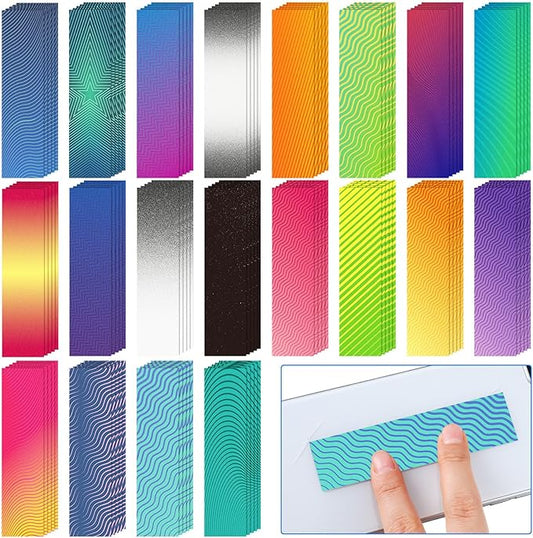Crtiin 100 Pcs Sensory Strips Anxiety Calm Mindfulness Stickers Fidget Stress Breathing Sensory Sticker Different Textures Rough Tactile Tape for Mental Health Adults Desk Anxiety Relief(Bright)