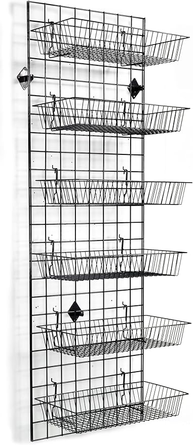 Heavy Duty Gridwall Panels Commercial Grade Grid Panel for Retail Display Wall 2' Width x 5' Height, Black (Pack of 3)