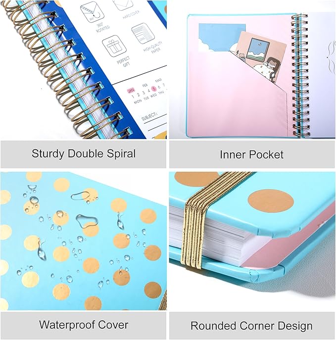 FLYING EAGLE Undated Work Planner Aesthetic Meeting Notebook for Work, Meeting Notes with Dividers Perfect Square Notebook for Women, Blue Teal