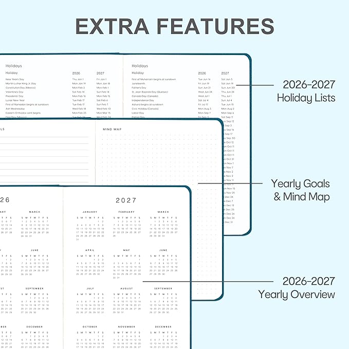 And Per Se Undated Planner – A5 Leather Hardcover Weekly & Monthly Goal Planner for 72 Weeks (1.5 Years) – with Goal & Habit Tracker (Dark Turquoise)