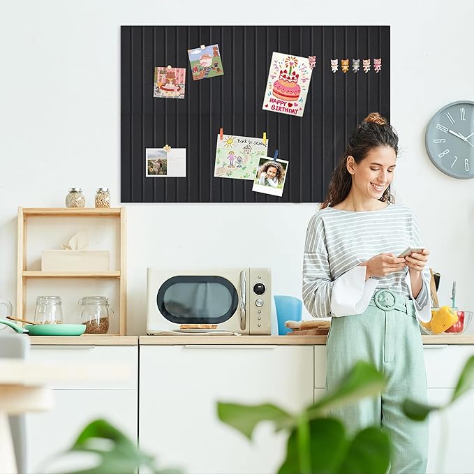 Cork Board for Walls 36" x 24", 6 Pack Felt Bulletin Board Wall Tiles with 30 Push Pins for Home Kitchen School Office Wall DIY Decorative