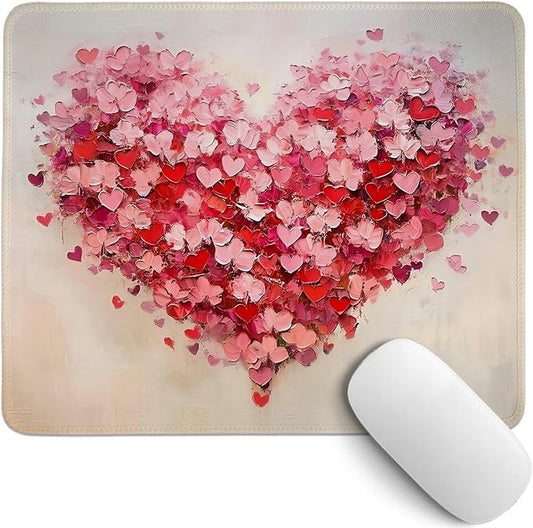 Red Valentine Hearts Mouse Pad,Red Heart Desk Mat,Valentine's Day Mouse Pad For Dorm Home Office Decor,Valentine's Day Gift,10.2x8.3 Inch