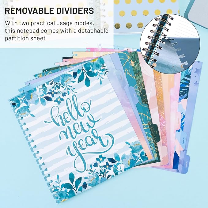 FLYING EAGLE Undated Work Planner Aesthetic Meeting Notebook for Work, Meeting Notes with Dividers Perfect Square Notebook for Women, Blue Teal